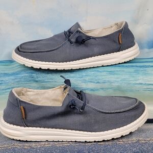 Hey Dude Wendy Chambray Navy White  Womens 11
